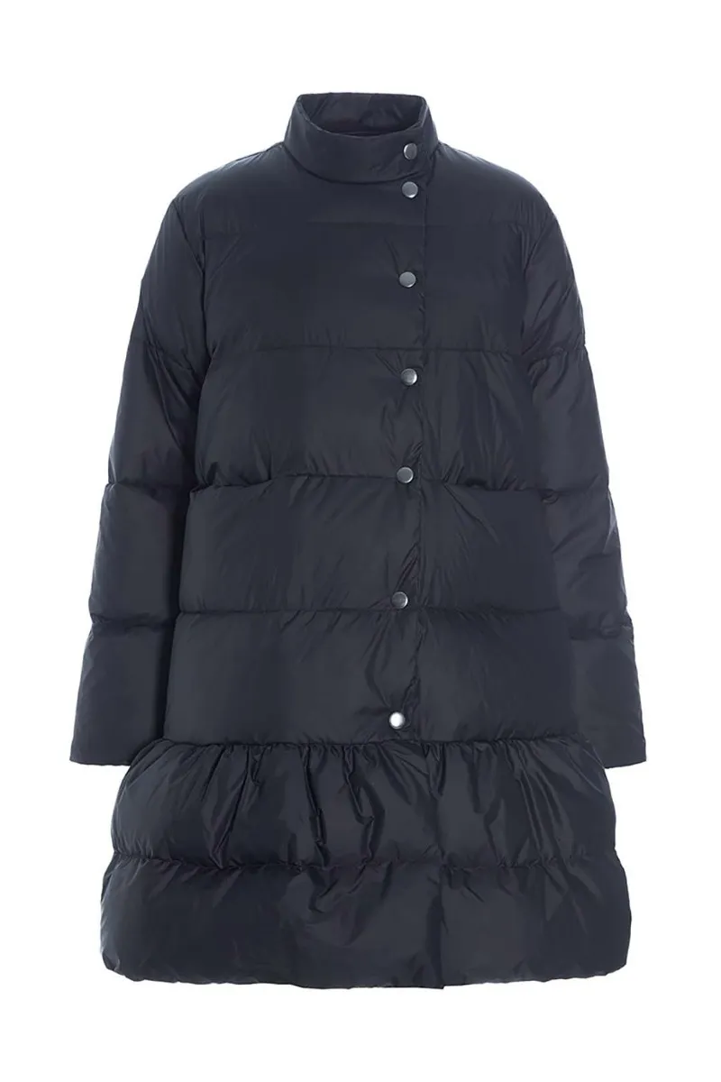 Feather down coat with flounce