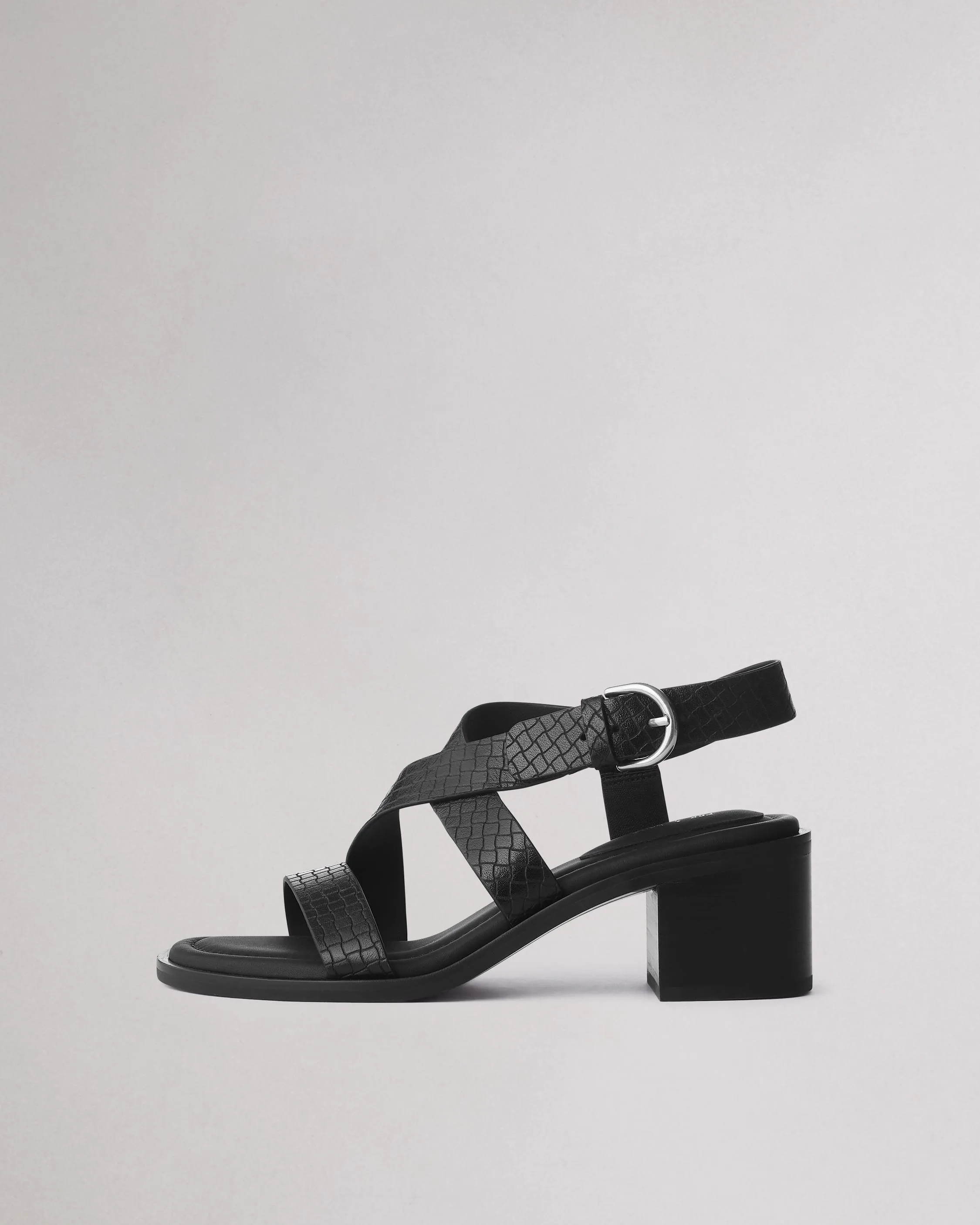 Geo Leather Block Heel