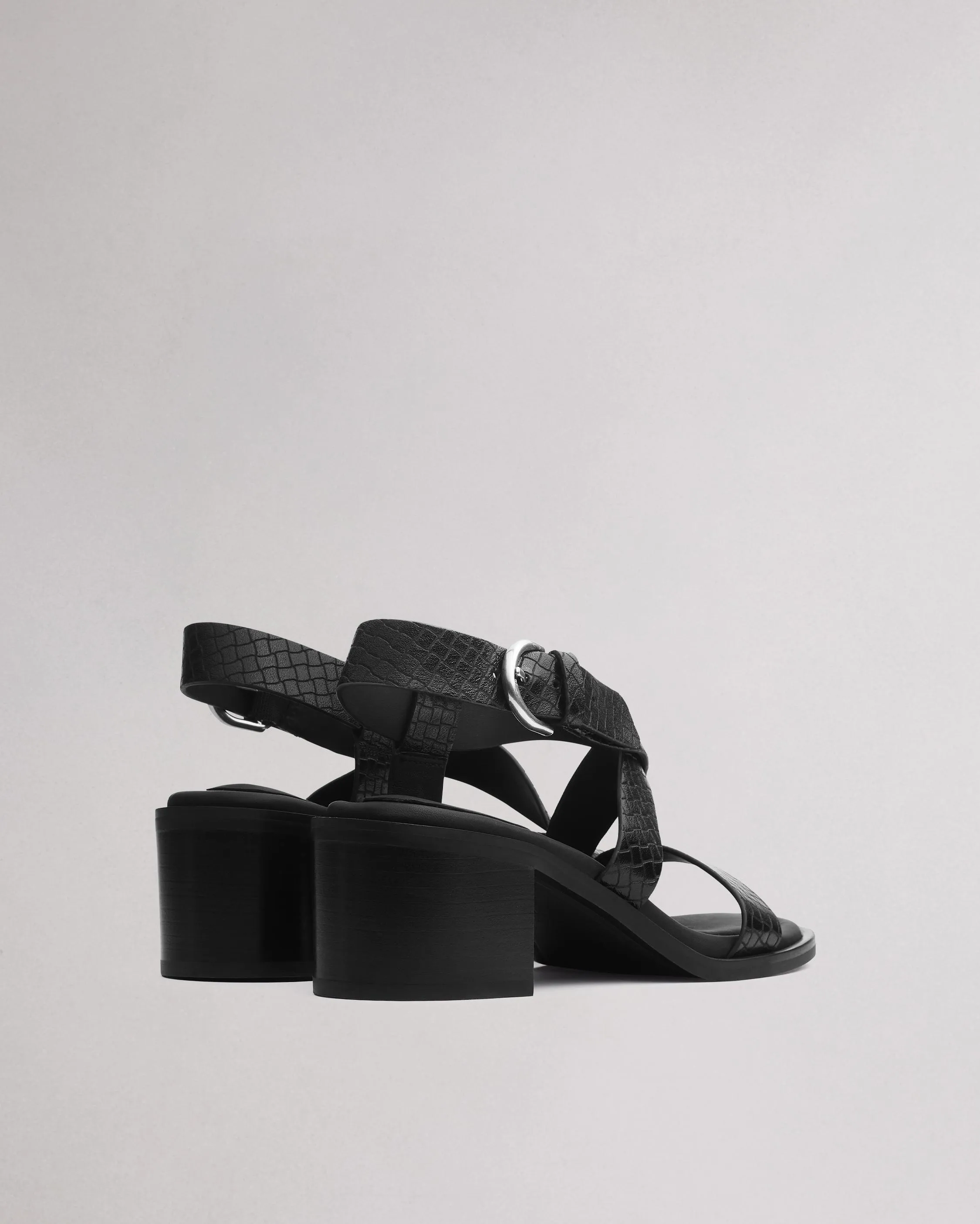 Geo Leather Block Heel