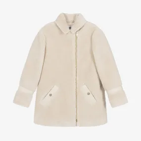 Girls Beige Teddy Fleece Coat