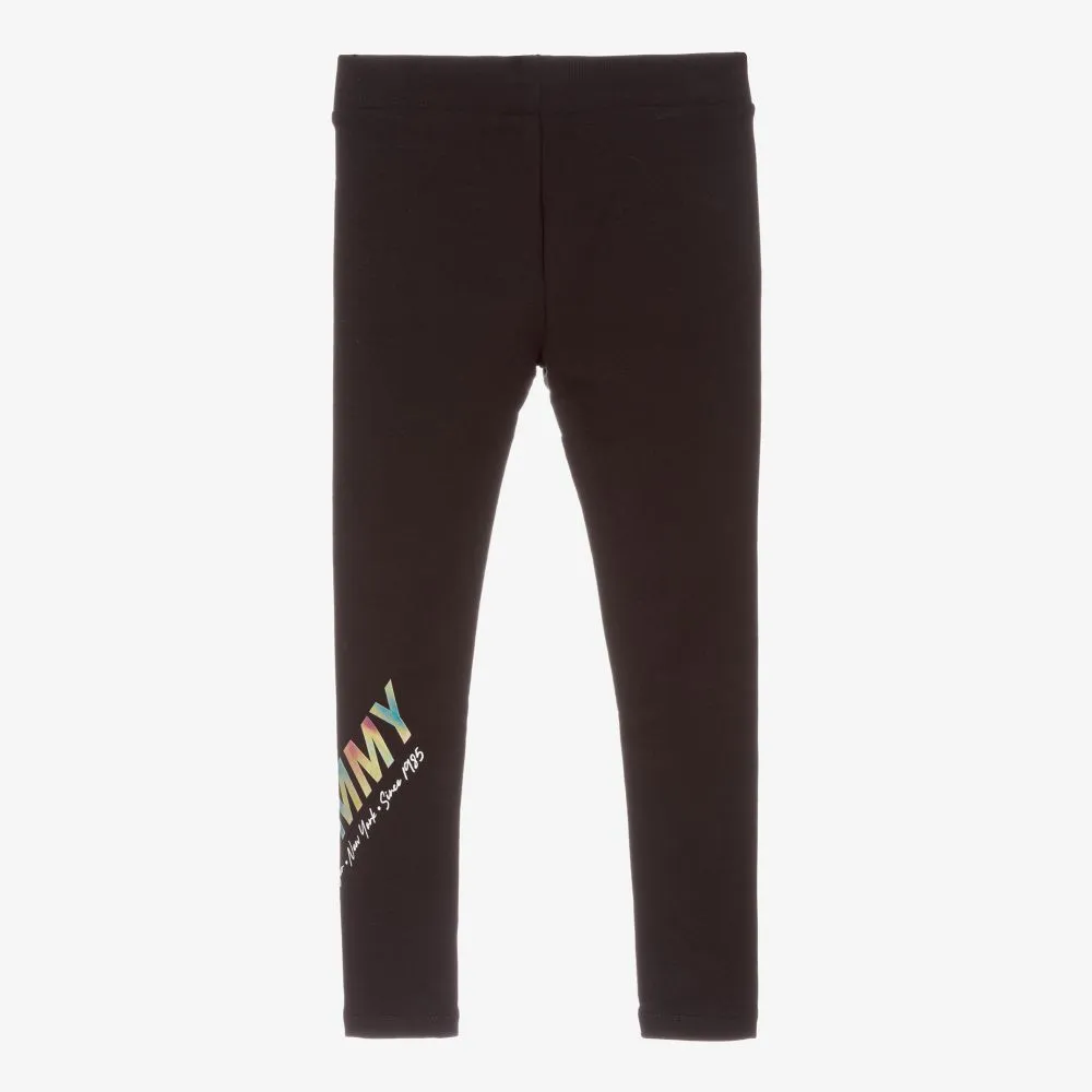 Girls Black Logo Leggings