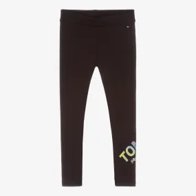 Girls Black Logo Leggings