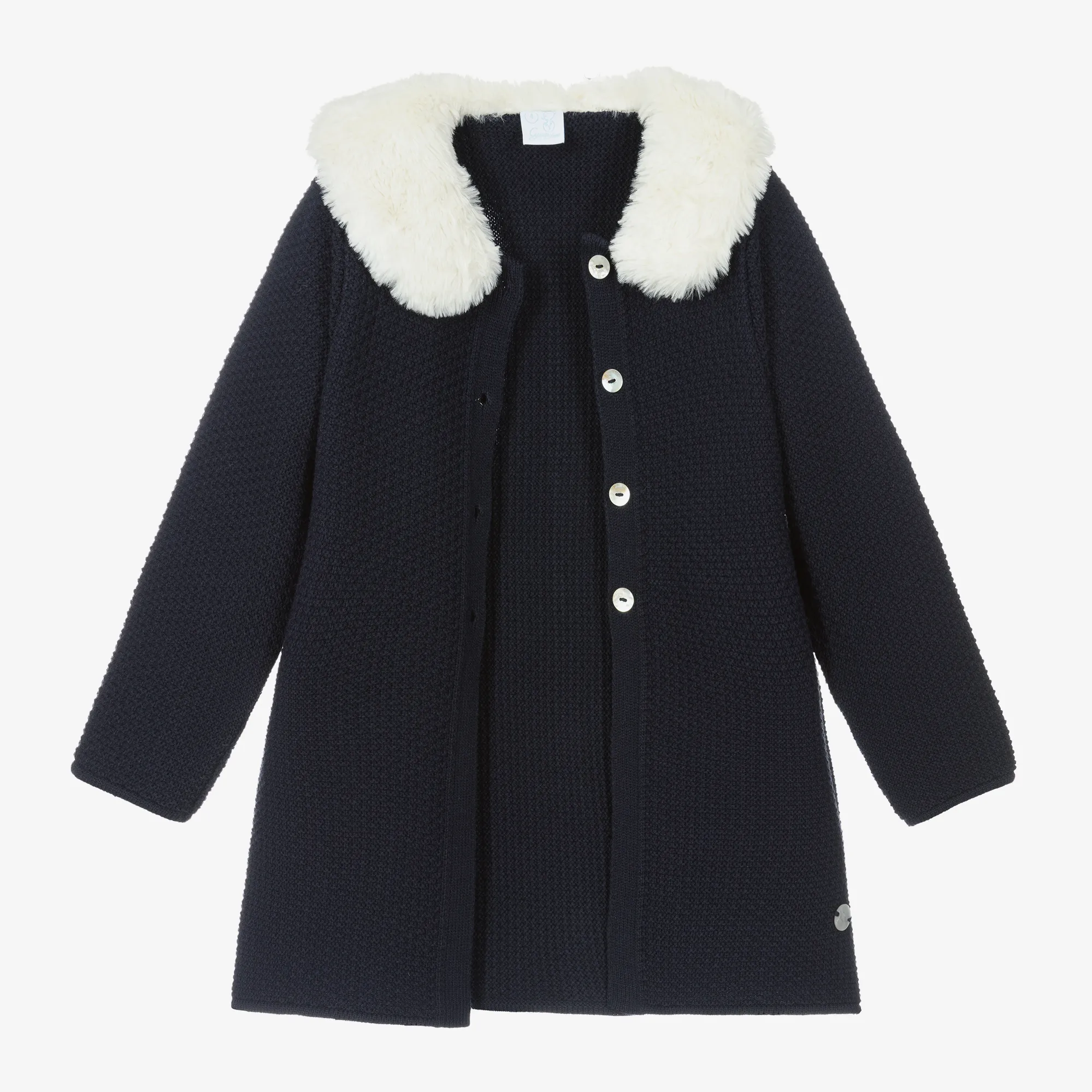 Girls Navy Blue Knitted Coat