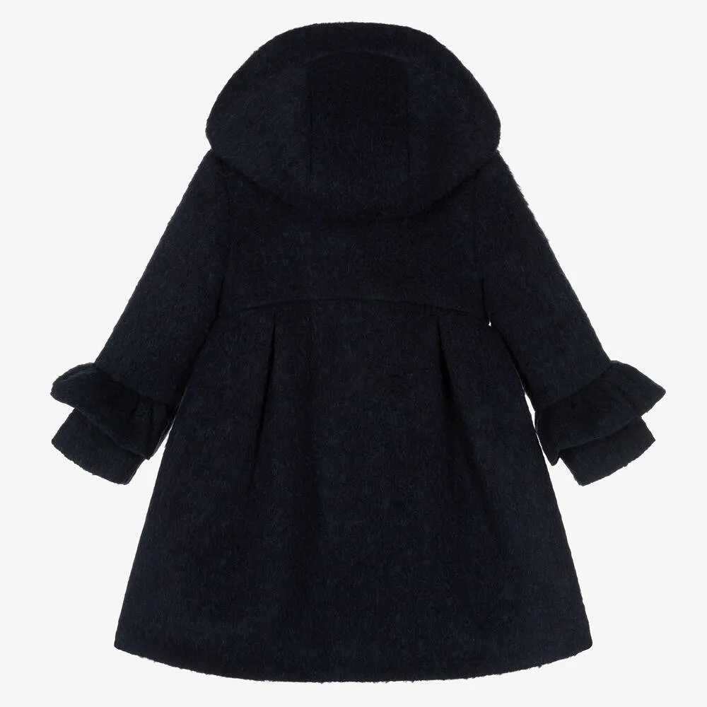 Girls Navy Blue Wool Coat