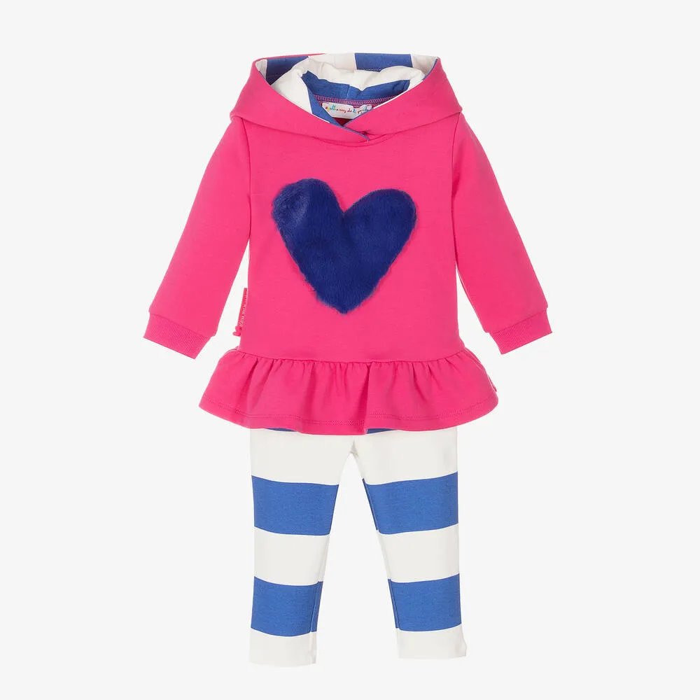 Girls Pink & Blue Leggings Set 