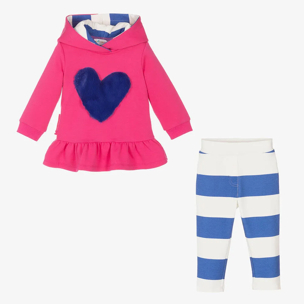 Girls Pink & Blue Leggings Set 