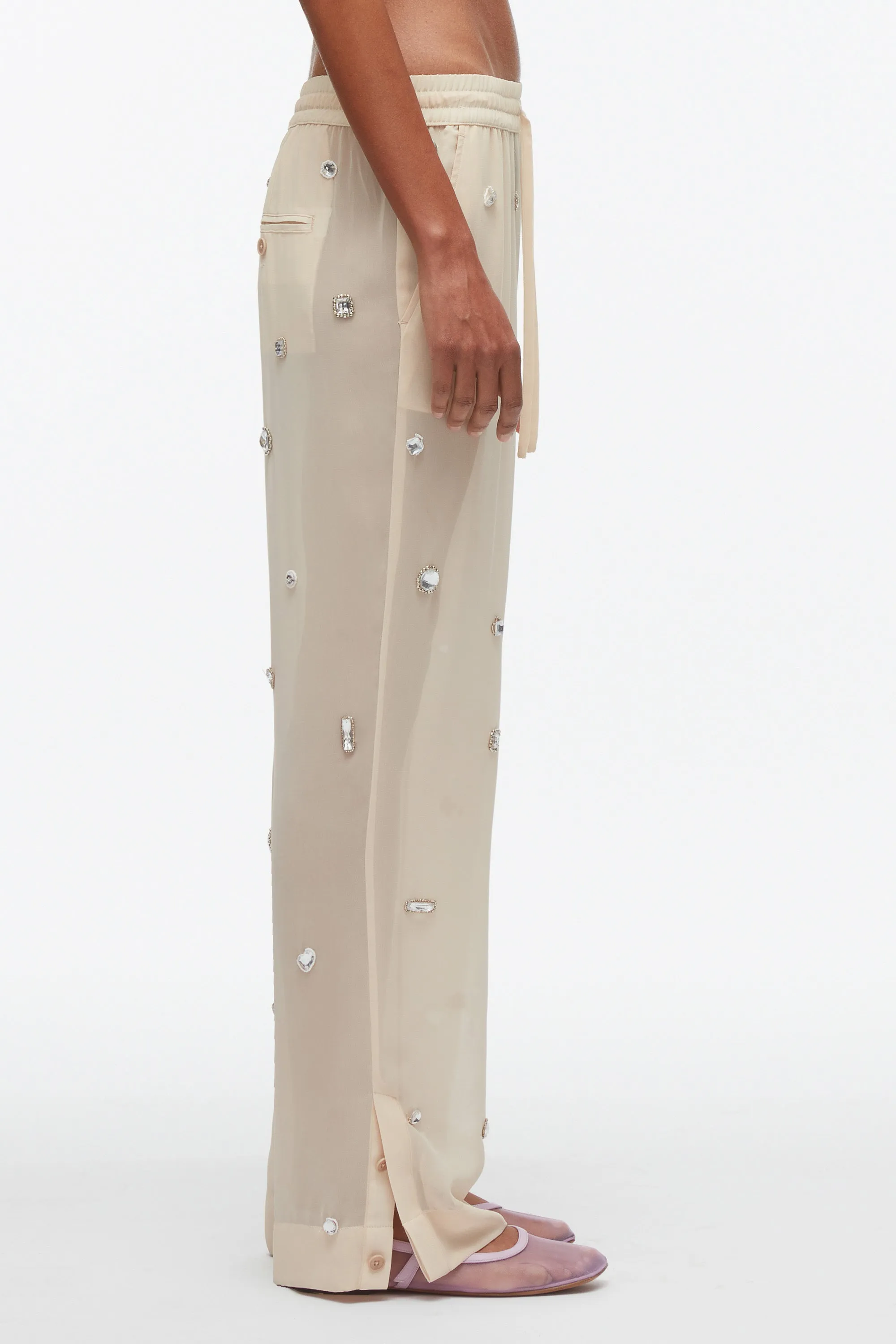 Halo Embroidered Chiffon Pant