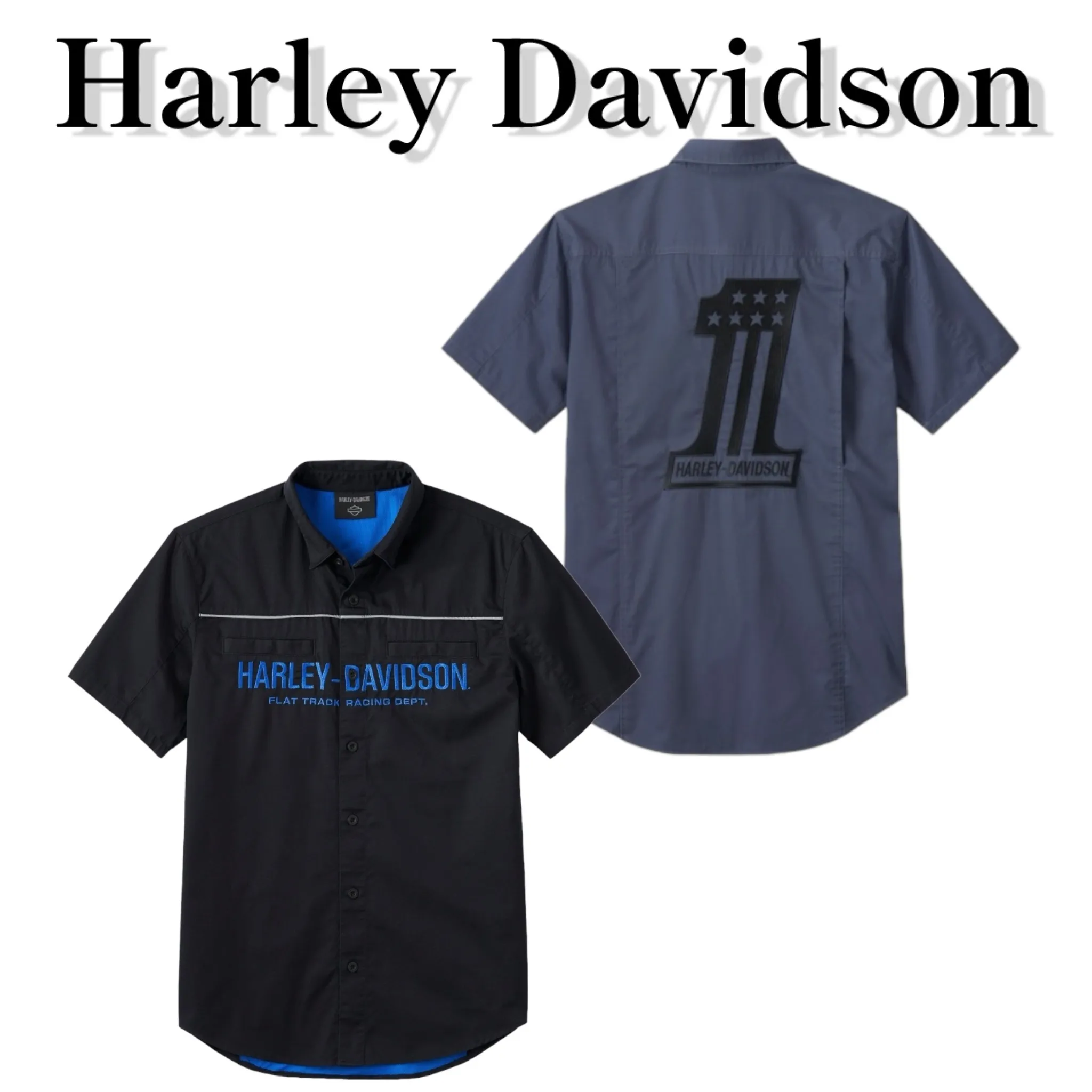 Harley Davidson  |Blended Fabrics Plain Logo Shirts