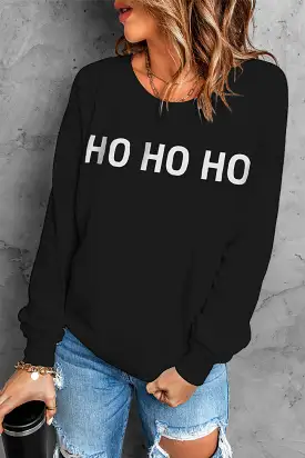 HO HO HO Graphic  Round Neck Sweatshirt