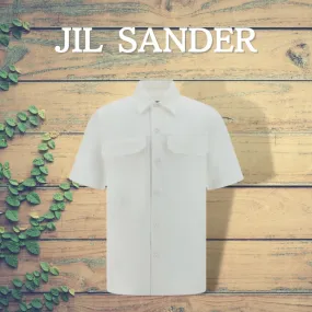 Jil Sander  |Cotton Short Sleeves Front Button Designers Shirts