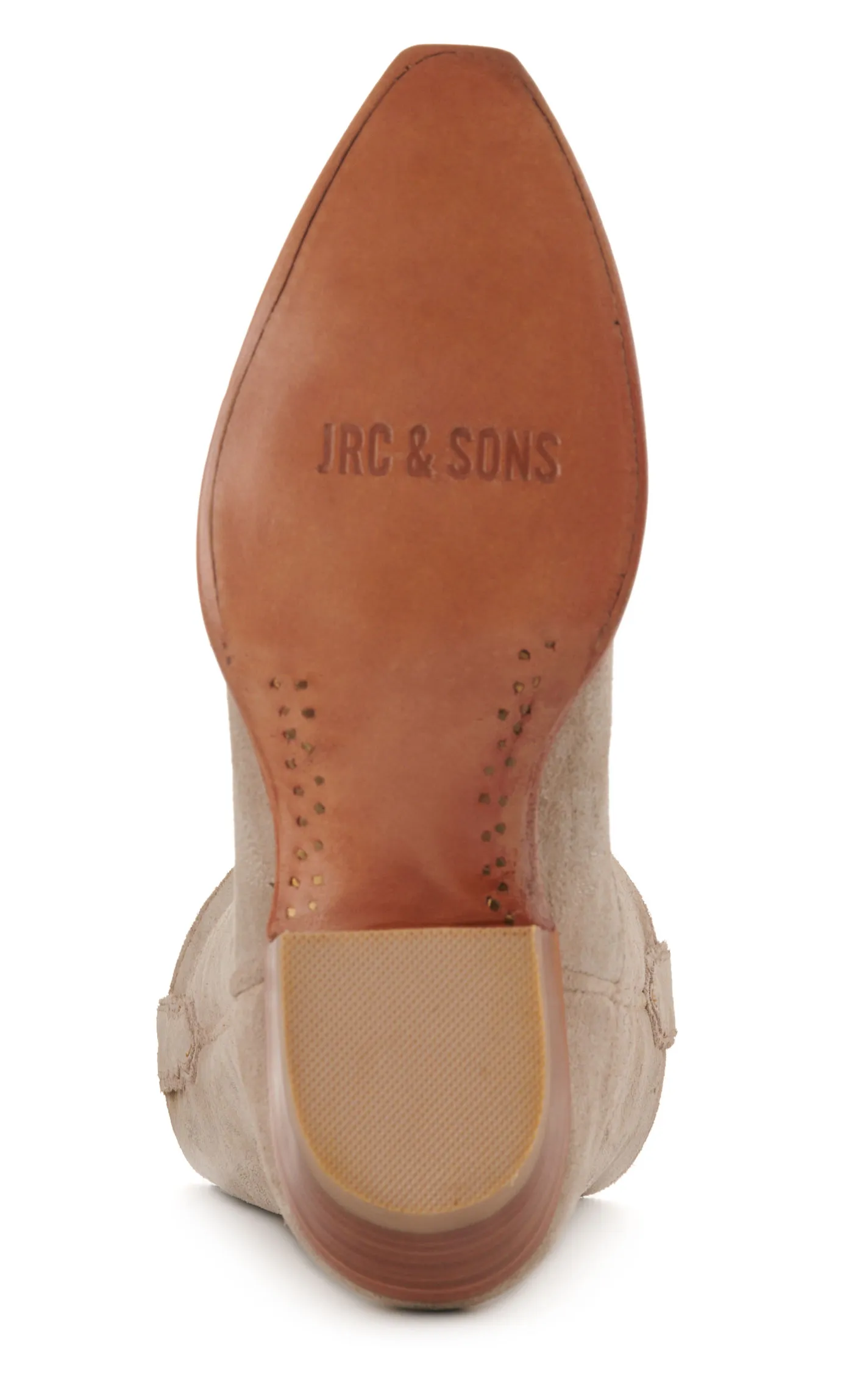 JRC & Sons Women's McClain Water-Resistant Suede Snip Toe Tall Cowboy Boot in Cream