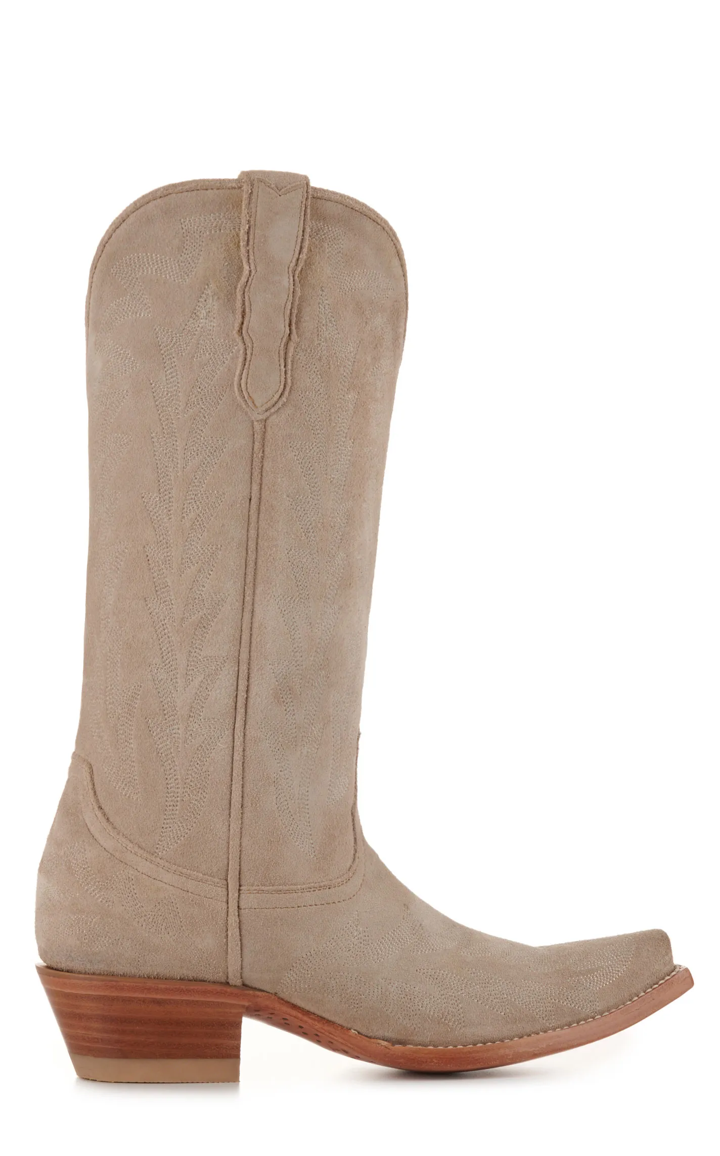 JRC & Sons Women's McClain Water-Resistant Suede Snip Toe Tall Cowboy Boot in Cream