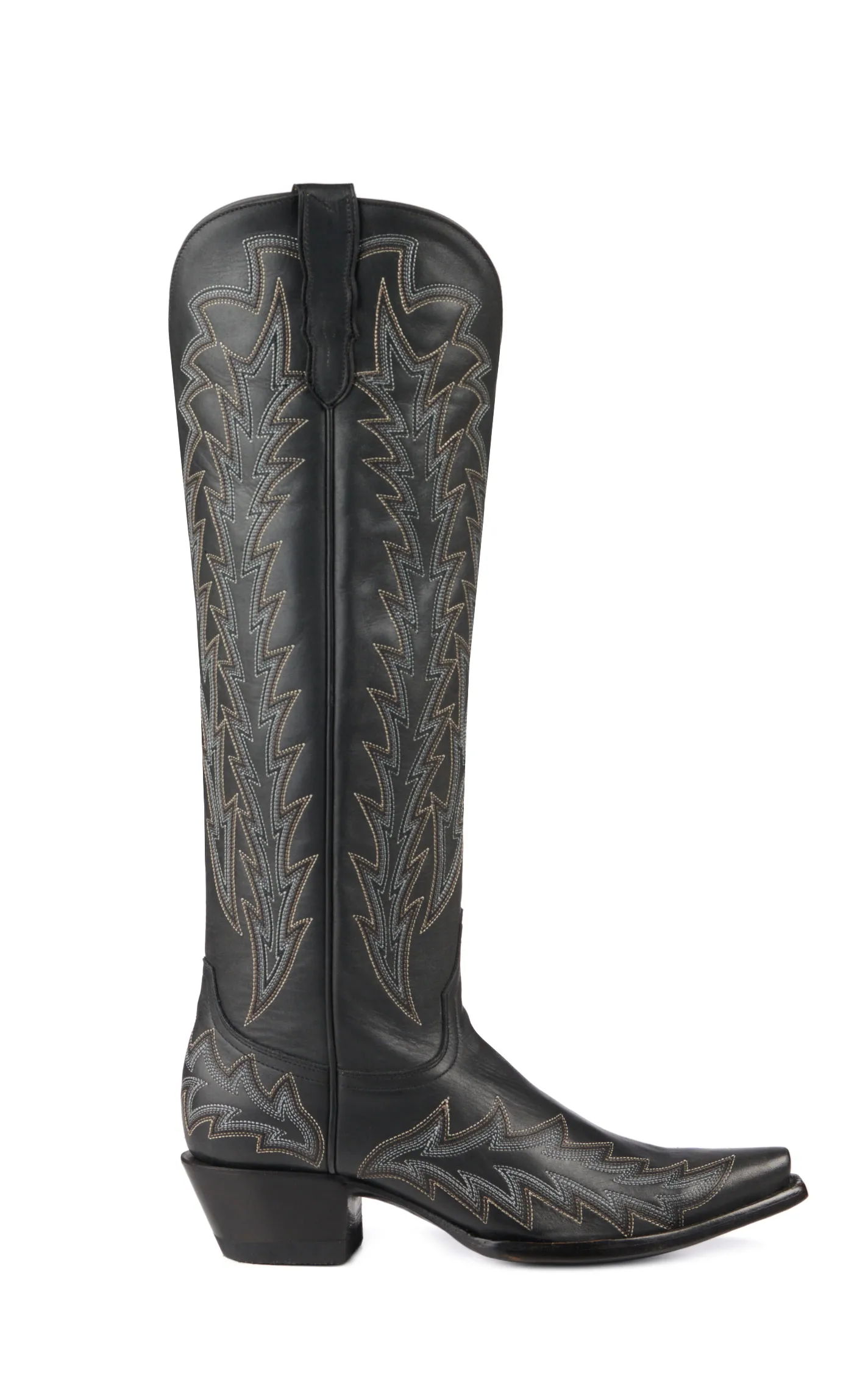 JRC & Sons Women's Nancy Leather Snip Toe Tall Cowboy Boot in Black