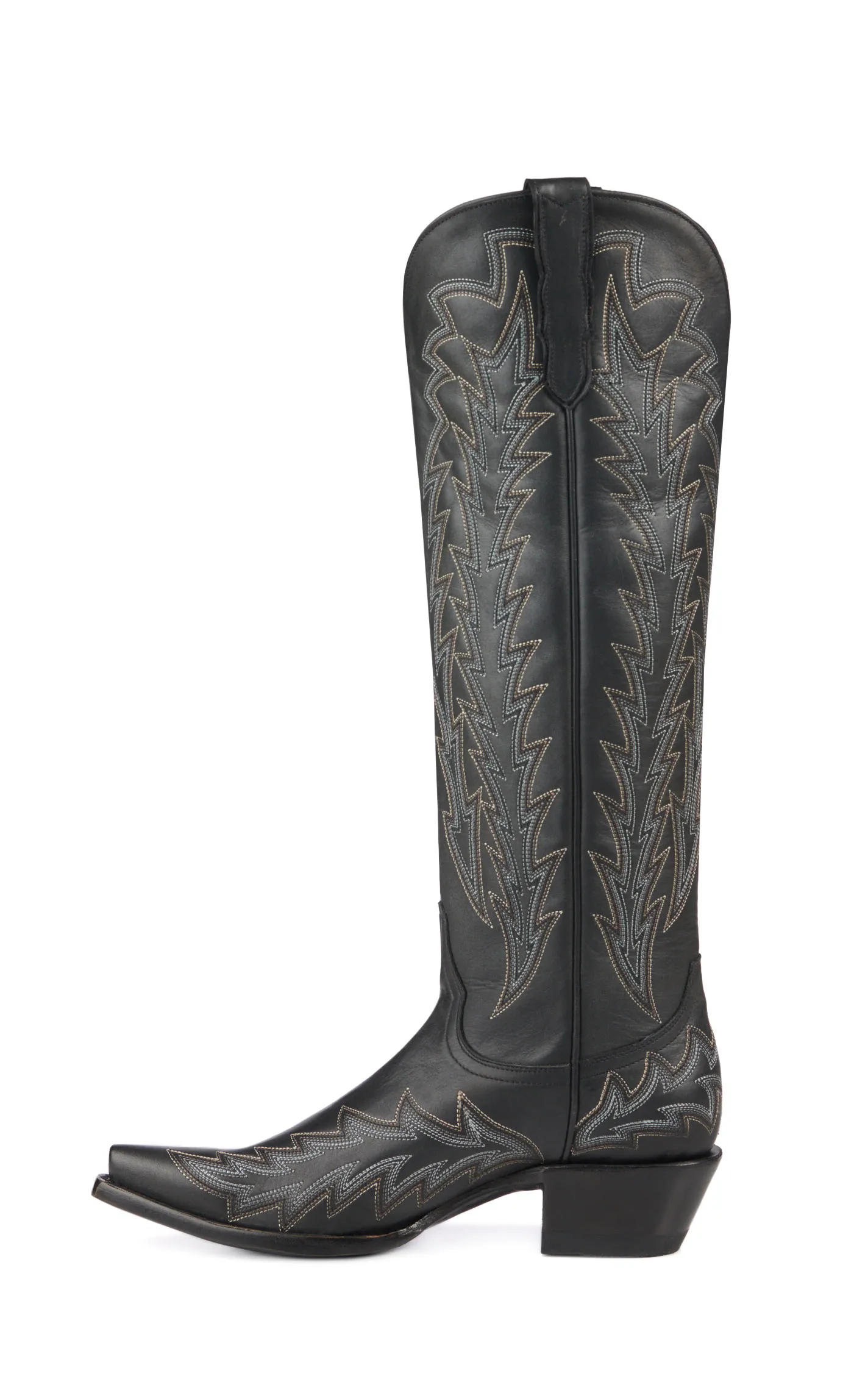 JRC & Sons Women's Nancy Leather Snip Toe Tall Cowboy Boot in Black