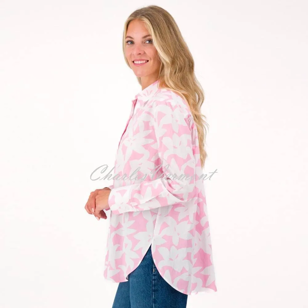 Just White Floral Blouse - Style N2824 (Light Rose / Off-White)