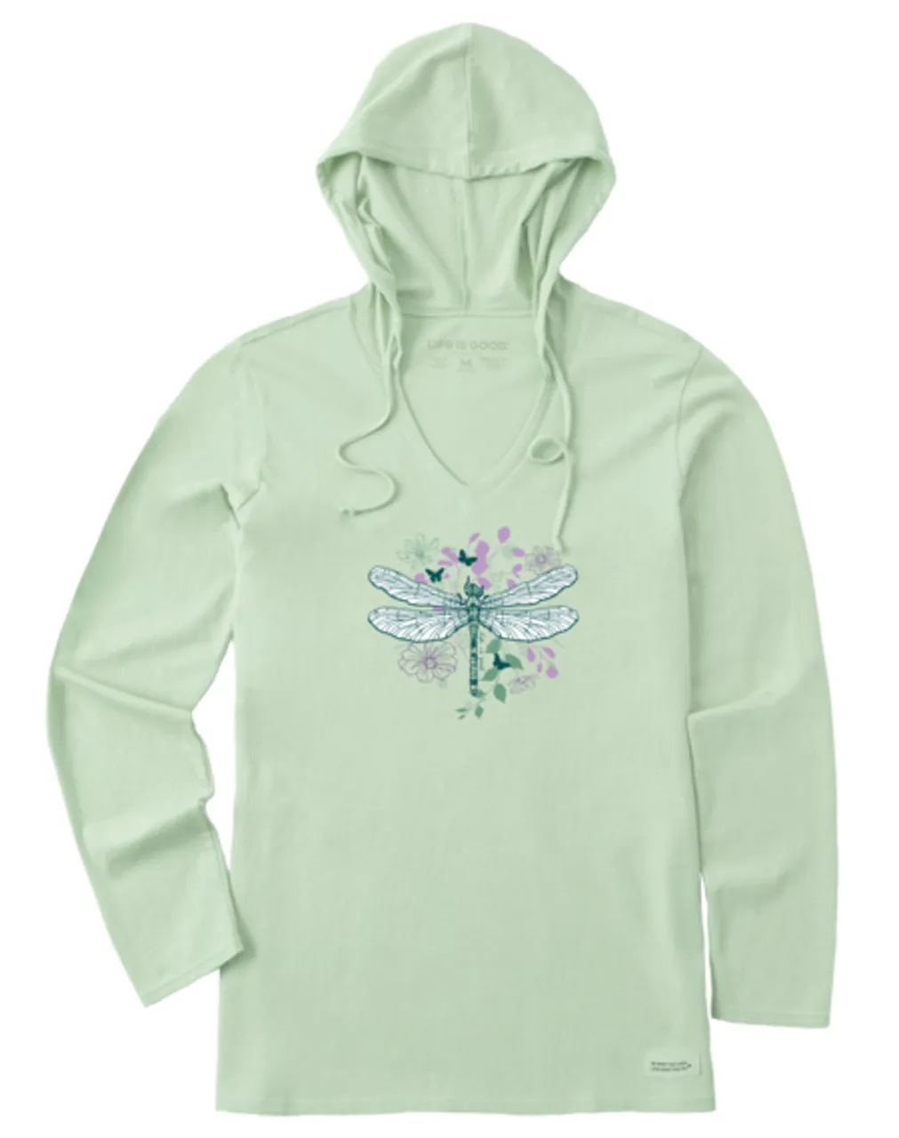 Life is Good CRUSH *MISSY* SAGE GREEN LS LITE HOOD FLRL DFLY