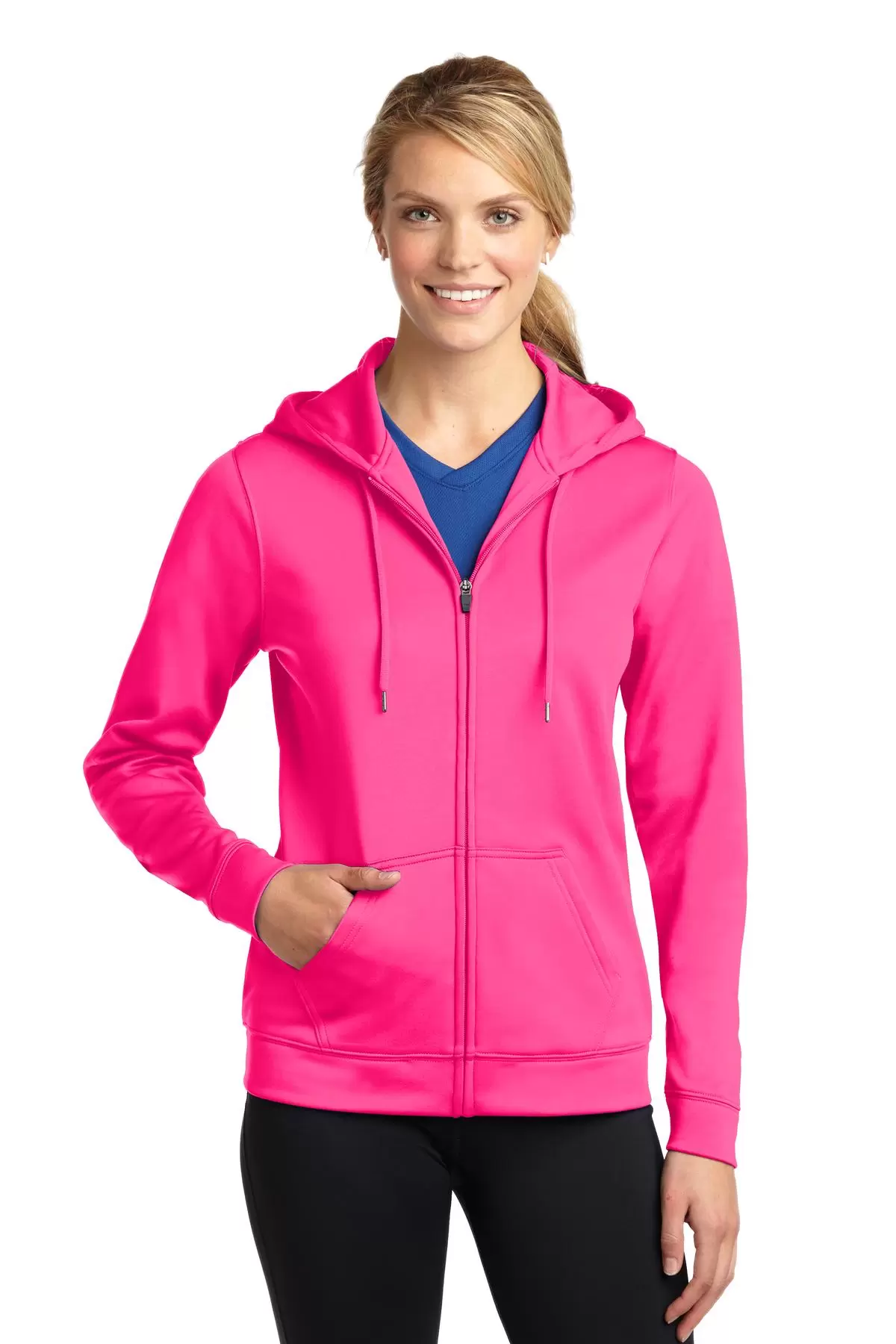 LST238 Sport-Tek® Ladies Sport-Wick® Fleece Full-Zip Hooded Jacket SKU: LST238