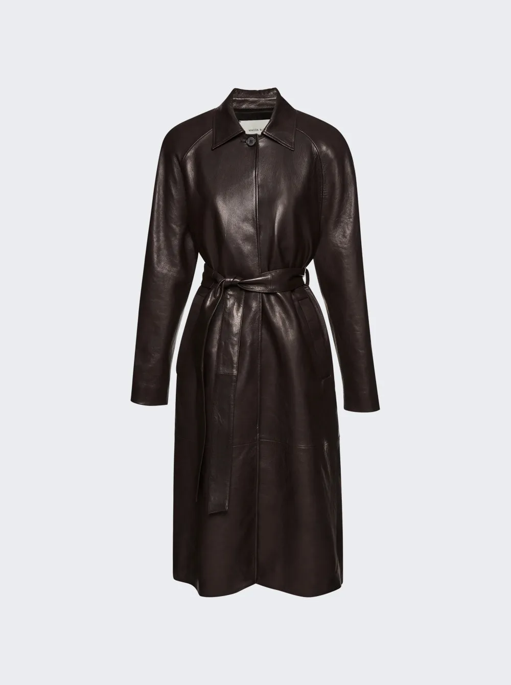 Magda Butrym   Belted Leather Coat Brown 