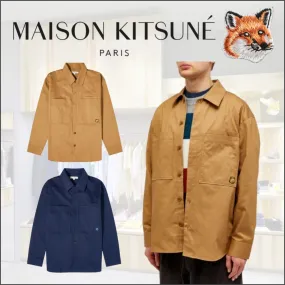 MAISON KITSUNE  |Unisex Long Sleeves Plain Other Animal Patterns Cotton Logo