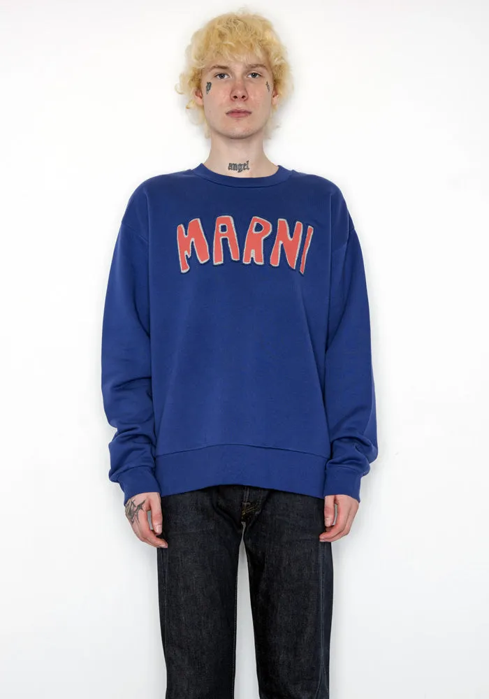 MARNI FUMU0074P5 CUTOUT LOGO SWEATSHIRT OCEAN