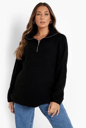 Maternity Chunky Grandad Collar Nursing Sweater