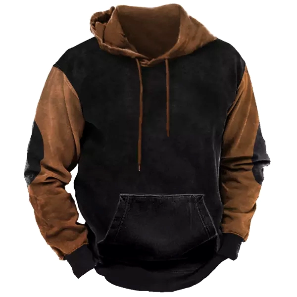 Men's Vintage Contrast Print Hooded Sweatshirt