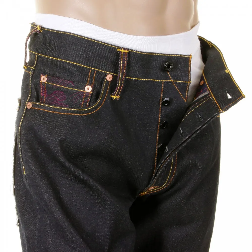 Mens Vintage Cut Dark Indigo Raw Denim Jeans