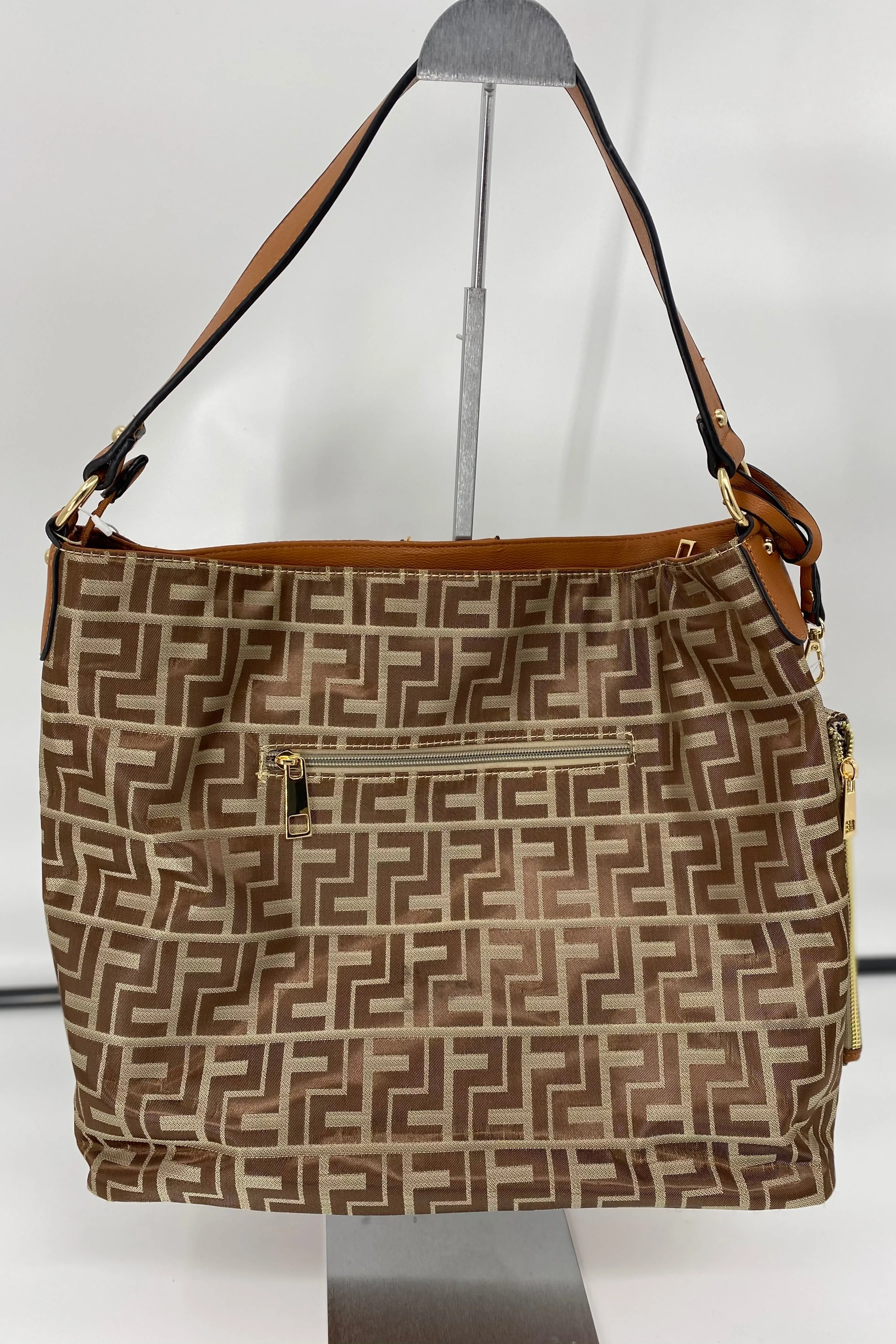 Metallic Print Bag Brown
