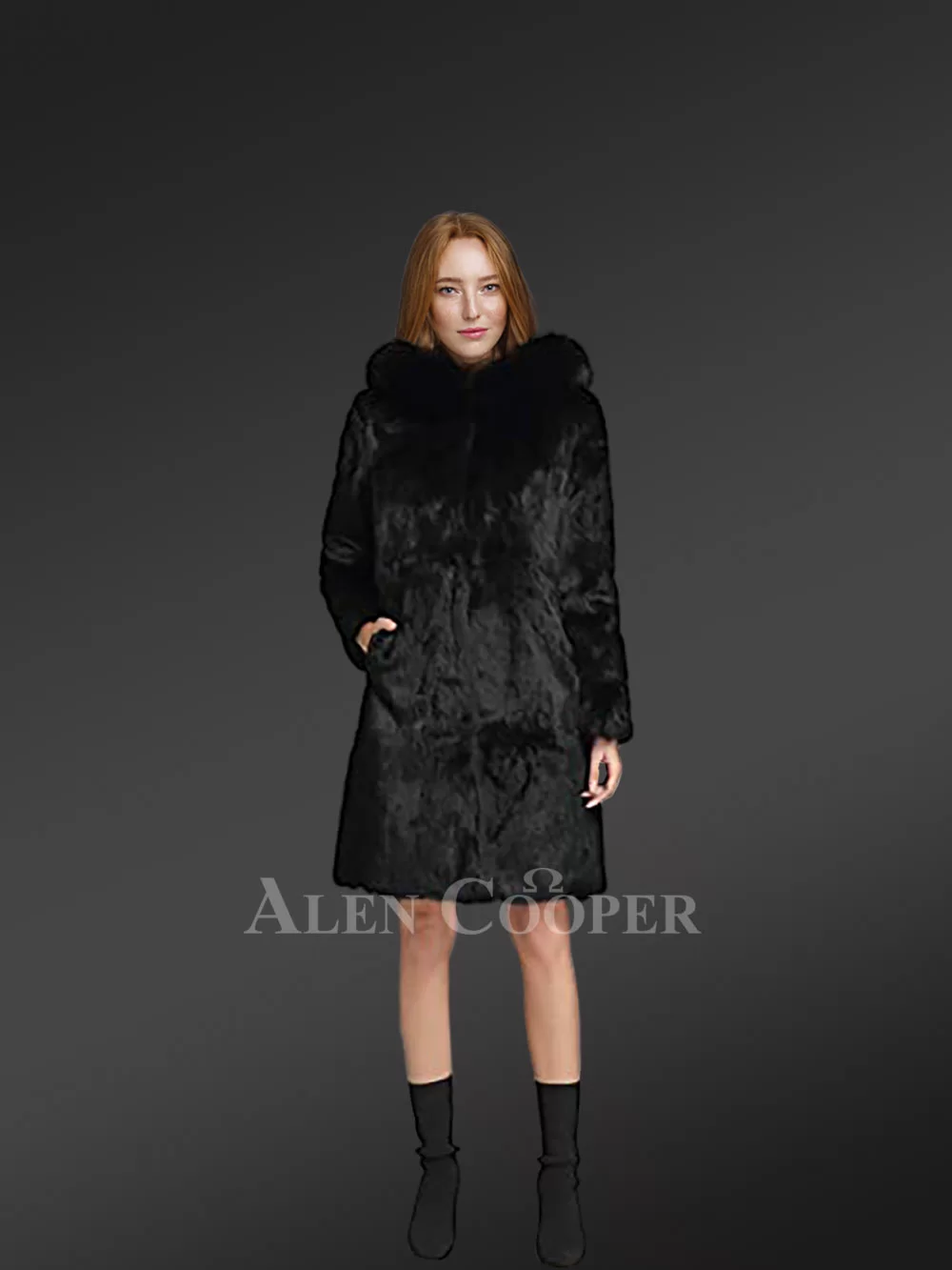 Mid Length Rabbit Fur Coat