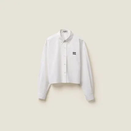 MiuMiu  |Casual Style Long Sleeves Cotton Elegant Style Logo