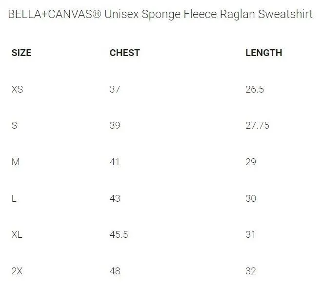 NEW!!! BELLA+CANVAS Unisex Sponge Fleece Raglan Sweatshirt - GFAC