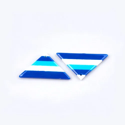 Pendants, Acetate, Triangle, Blue, Striped, Focal, 24mm