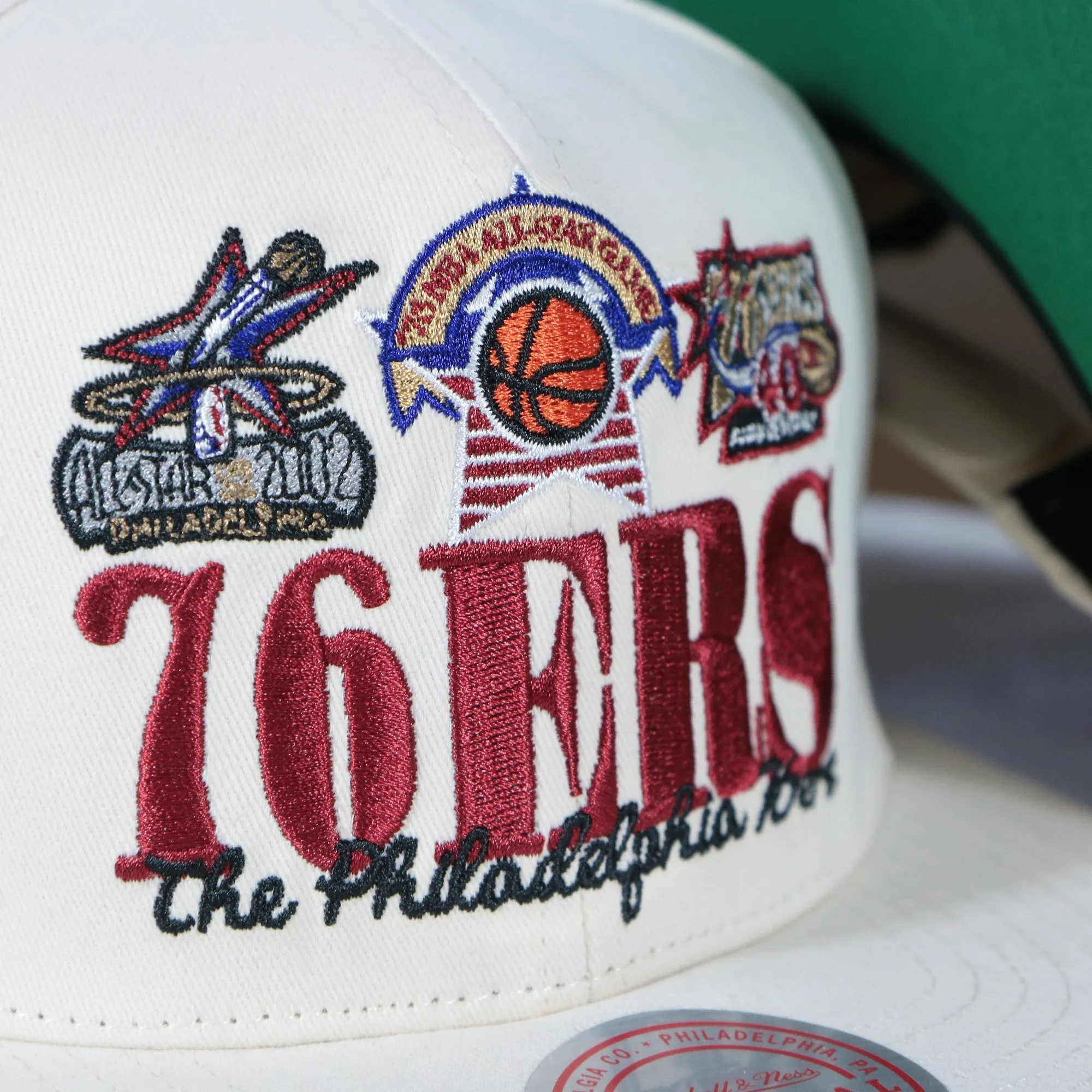 Philadelphia 76ers Hardwood Classics Reframe Retro Green bottom | Off-White Snapback Hat