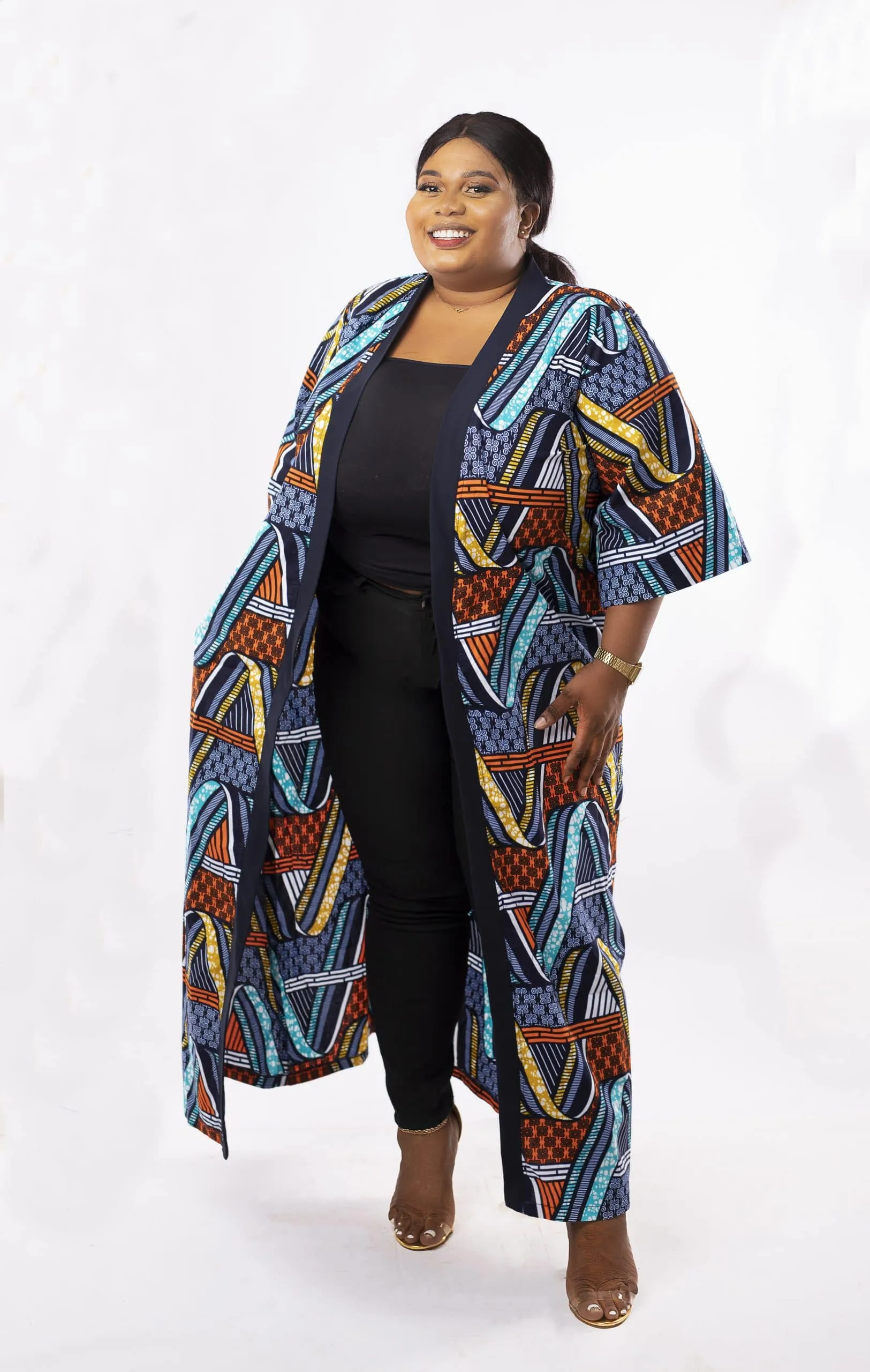 Plus Dzifa African Print Kimono Jacket - African Clothing Store | JT Aphrique