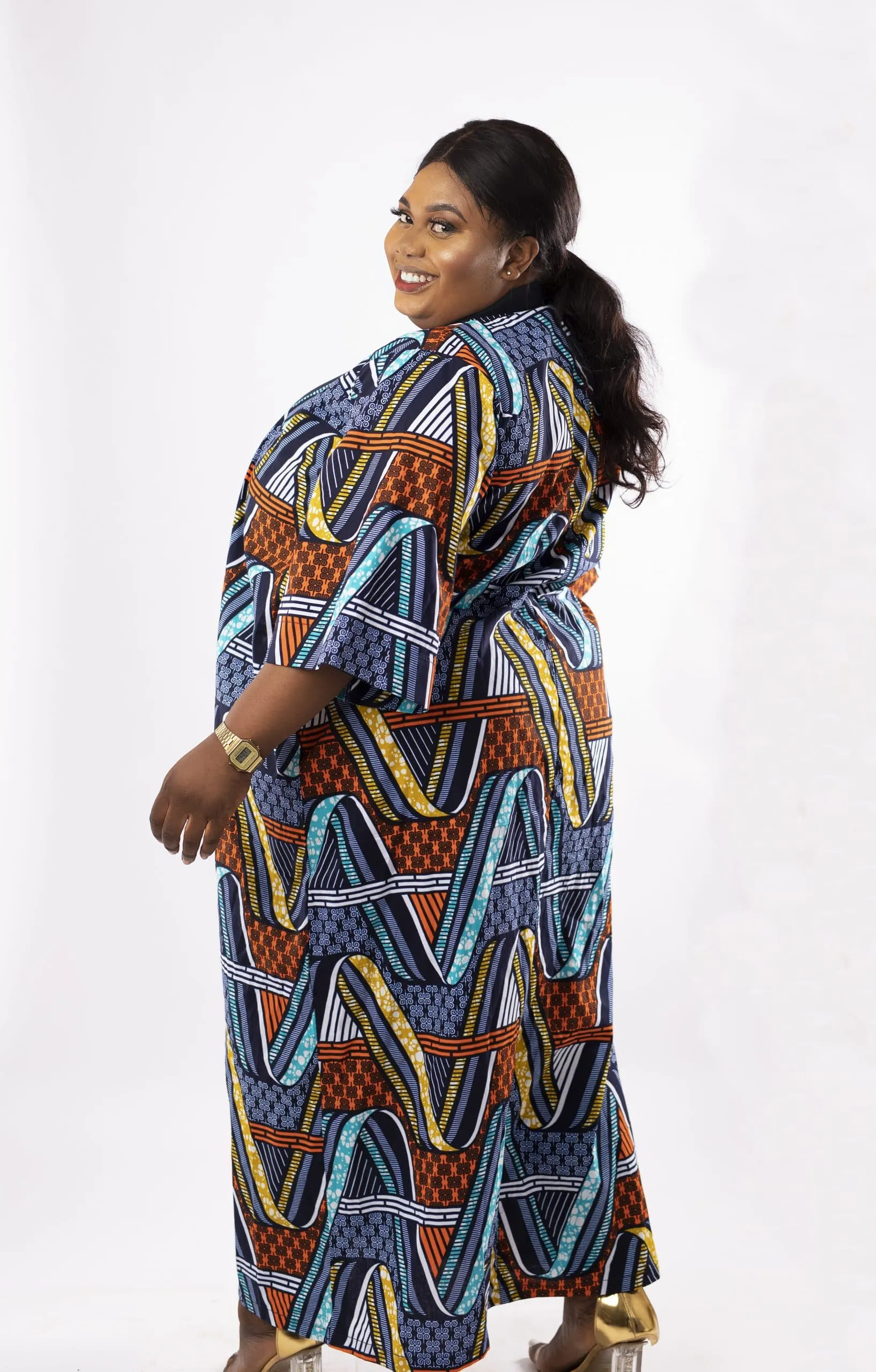 Plus Dzifa African Print Kimono Jacket - African Clothing Store | JT Aphrique