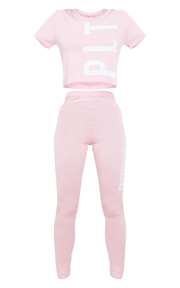 Prettylittlething Pink Leggings Pj Set