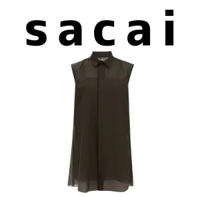 sacai  |Casual Style Plain Elegant Style Sheer Shirts & Blouses