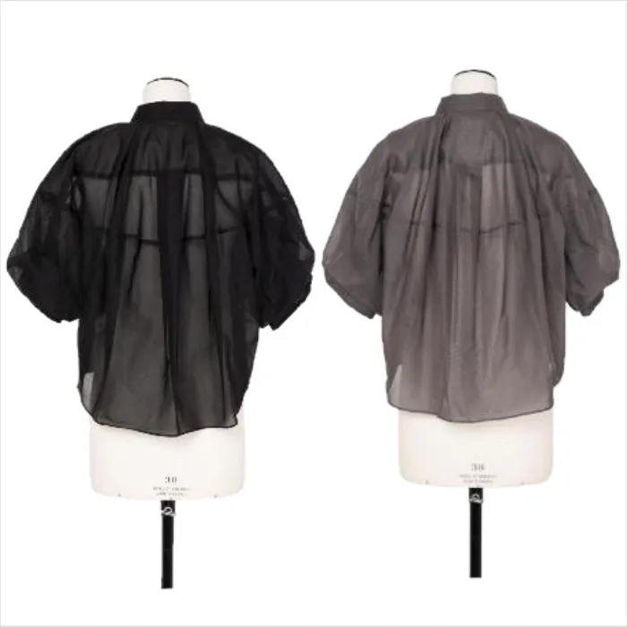 sacai  |Plain Short Sleeves Office Style Sheer Shirts & Blouses