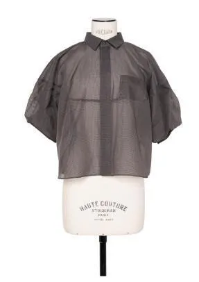 sacai  |Plain Short Sleeves Office Style Sheer Shirts & Blouses