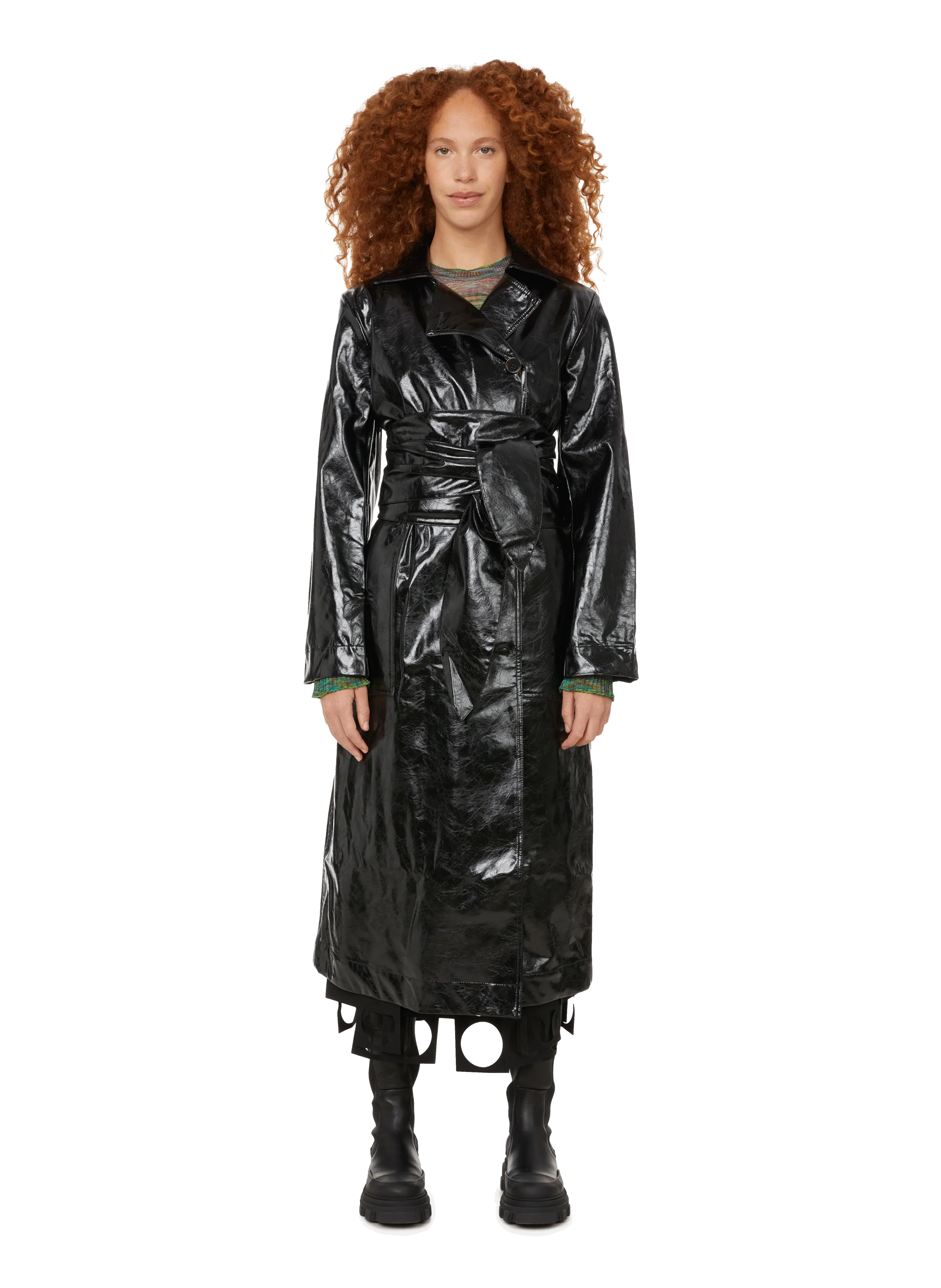 Saks potts  Vinyl-effect trench coat - Black