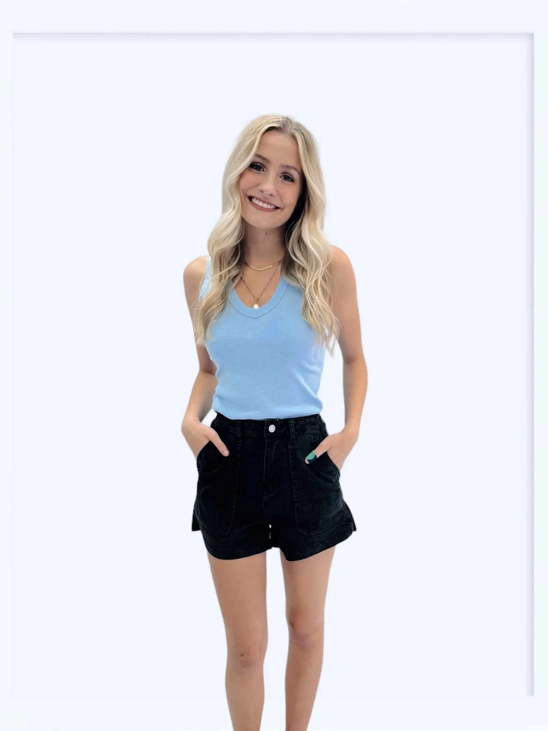 Sarah High-Waisted Denim Shorts