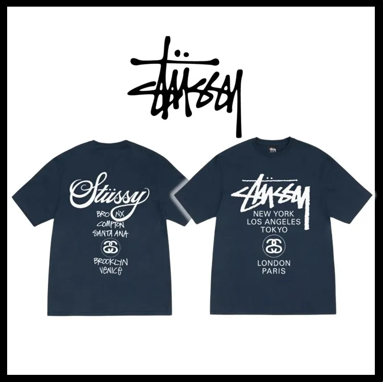 STUSSY  |Sweat Street Style Collaboration Logo Skater Style T-Shirts