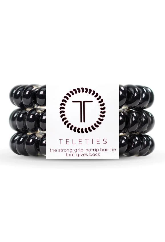 TELETIES Large Hair Ties - Jet Black