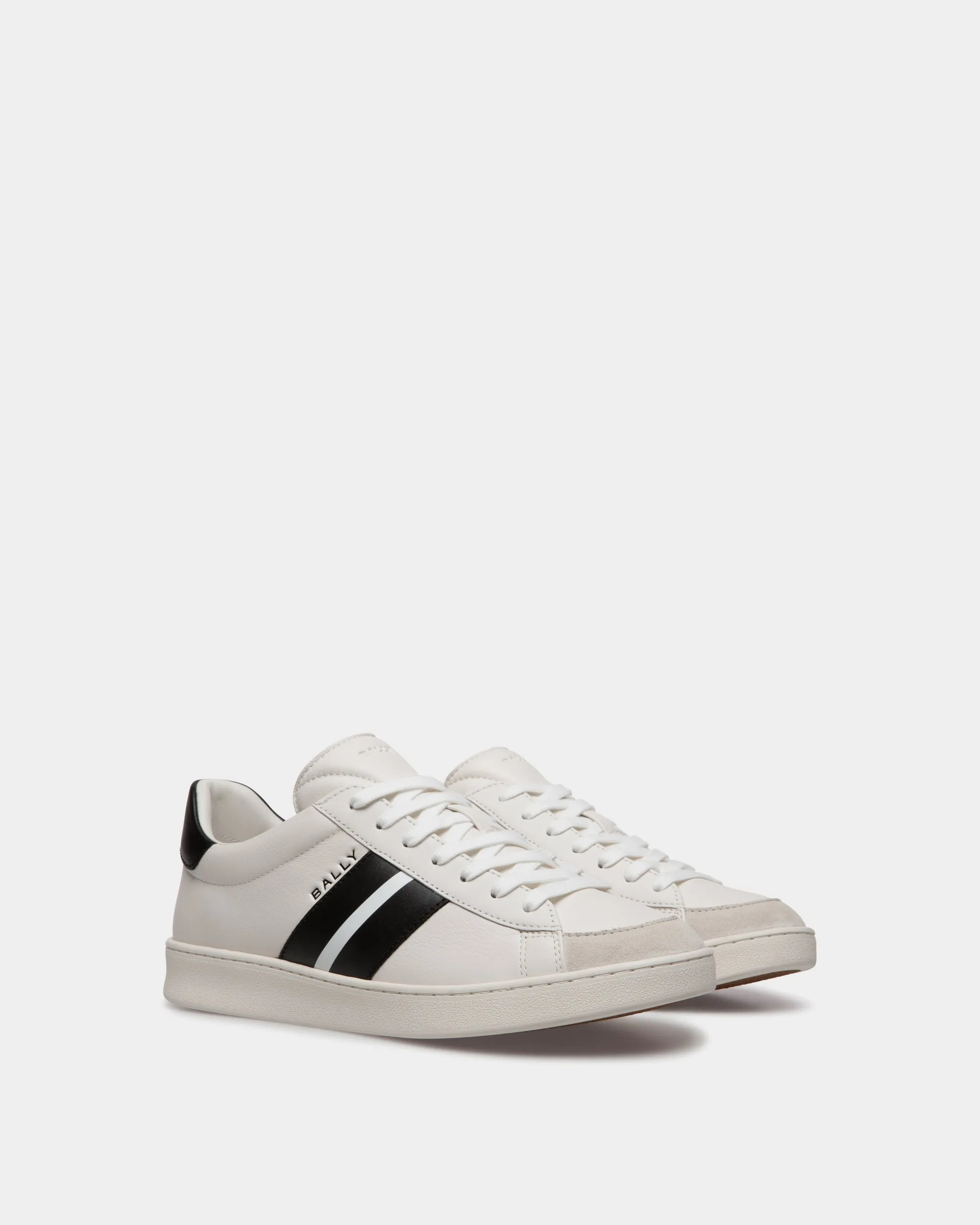 Tennis Sneaker In White And Black Leather