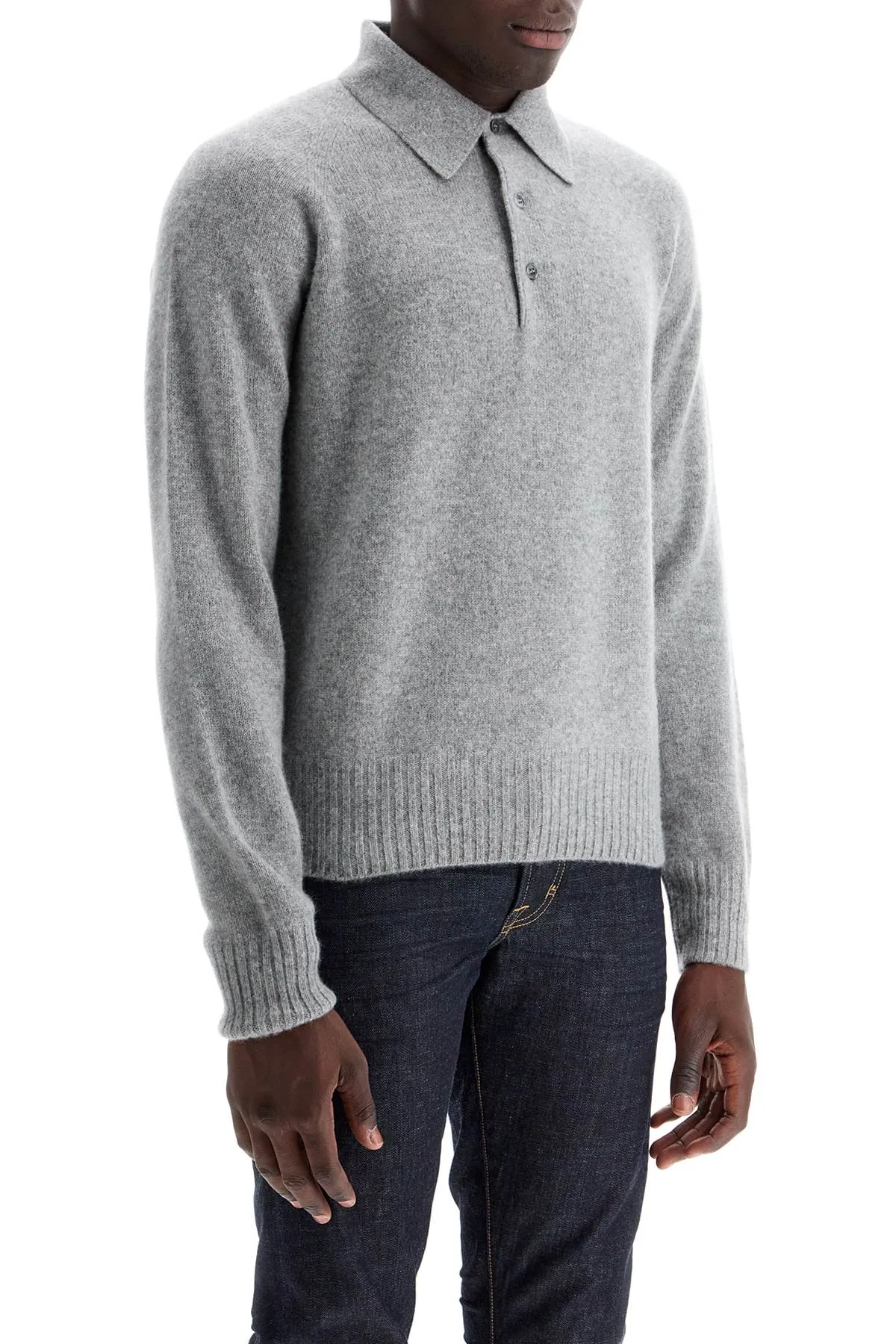 Tom Ford Cashmere Polo Style Pullover   Grey