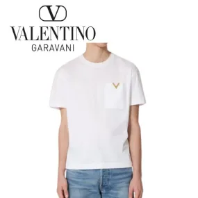 VALENTINO  |Crew Neck Cotton Short Sleeves Logo Luxury