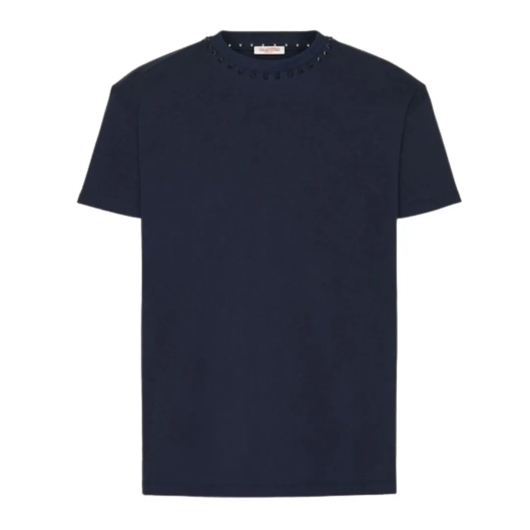 VALENTINO  |Crew Neck Plain Cotton Short Sleeves Luxury