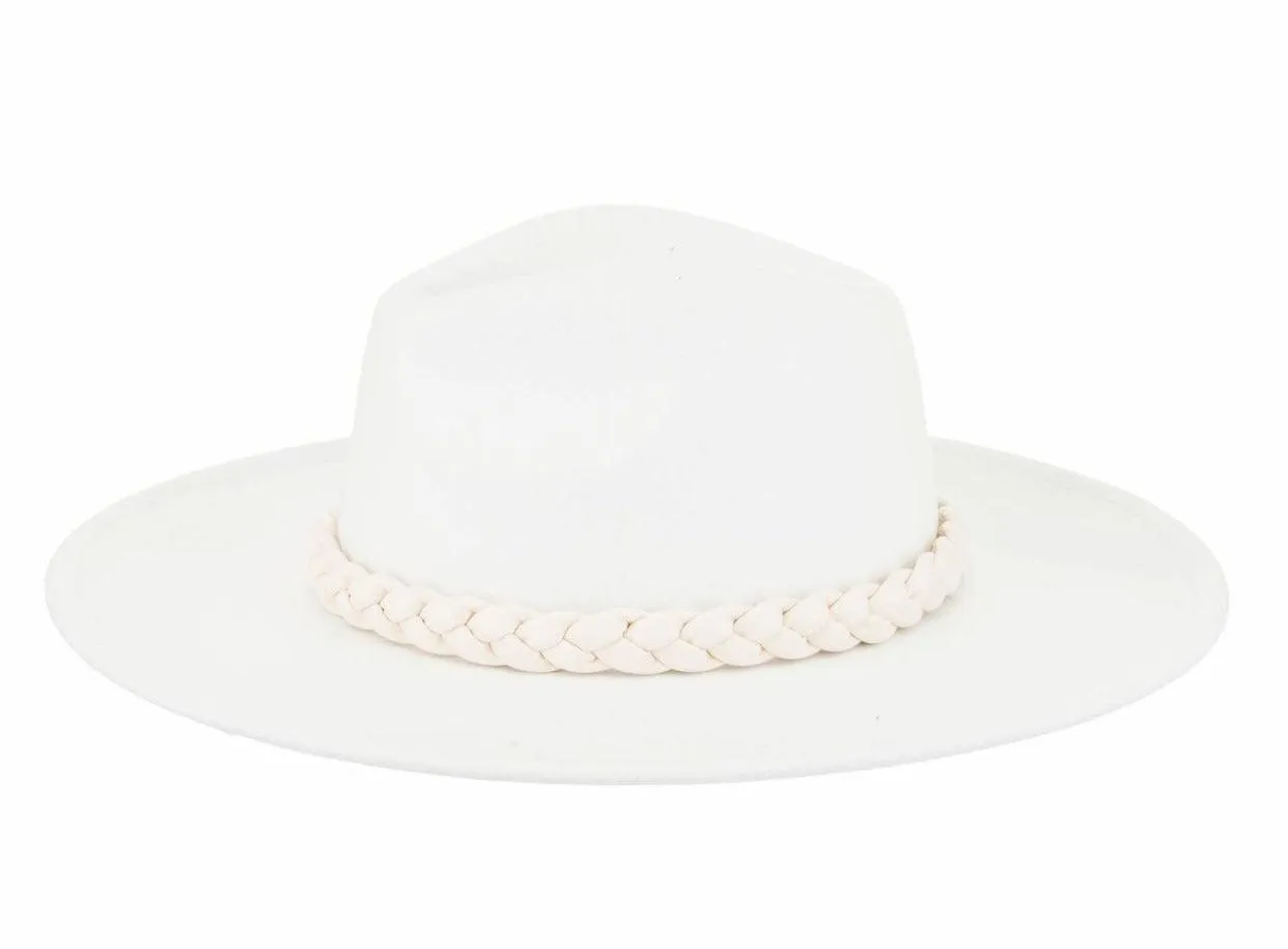 White Hat with braided trim