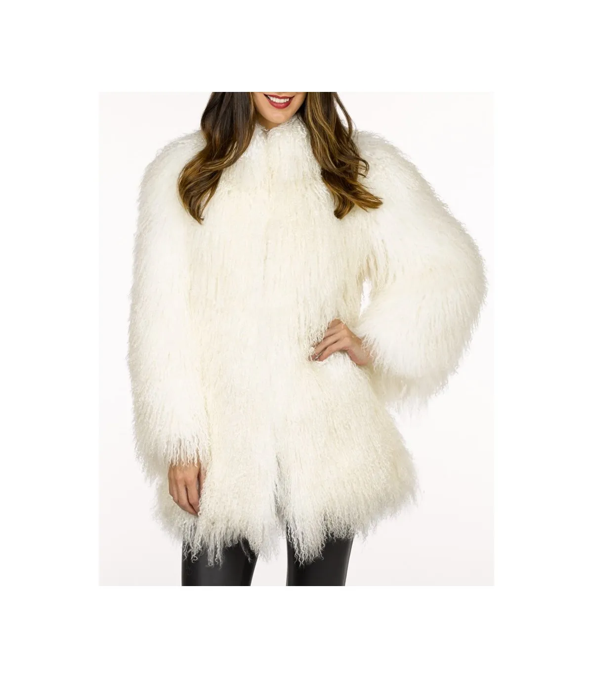 White Mongolian Fur Coat: FurSource.com