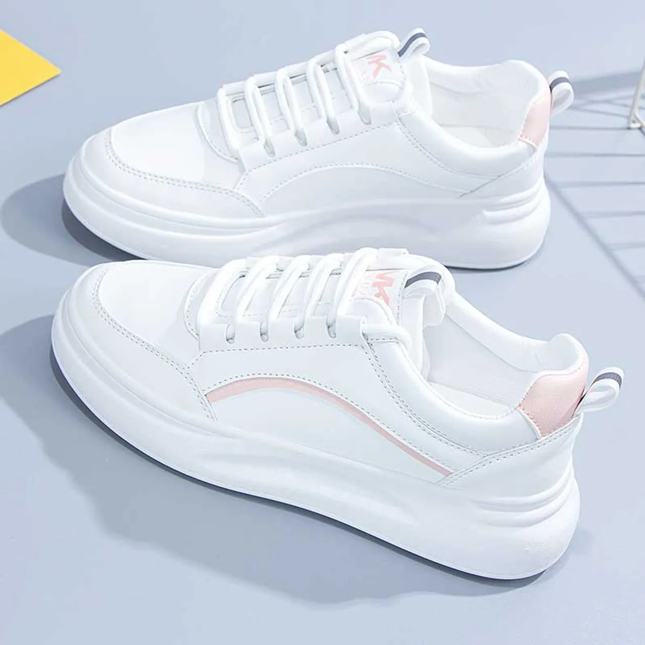 White pink stripe lace up shoe sneaker 2662